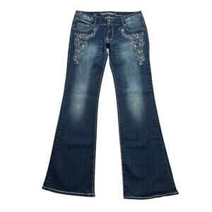 Y2K Trinity Ranch Women’s Jeans Sz 12 Dark Blue Bedazzled boho Western 30x31
